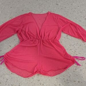 Pink Sheer Romper Cover-Up